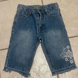 Esprit Kids 100% Cotton Denim‎ Bermuda Shorts w/Floral Embroidery Size 6X